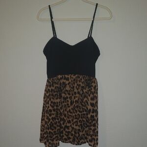 Leopard Print Mini Dress with Black Top
